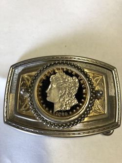 1880 Lazer cut Morgan silver dollar belt buckle