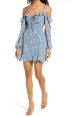 FLORET STUDIOS Cold Shoulder Tie Front Mini Dress