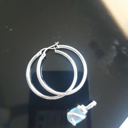 925 STERLING SILVER HOOPS EARRINGS And Pendant, Each For $15