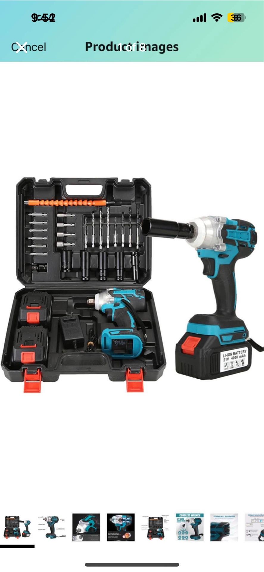 Cordless Impact Wrench, 2 IN 1 Screwdriver Head, 21V electric power wrench, 360Nm High Torque, 4 pol