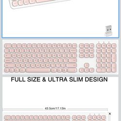 Wireless Full-Size Keyboard – Pink Ultra Slim