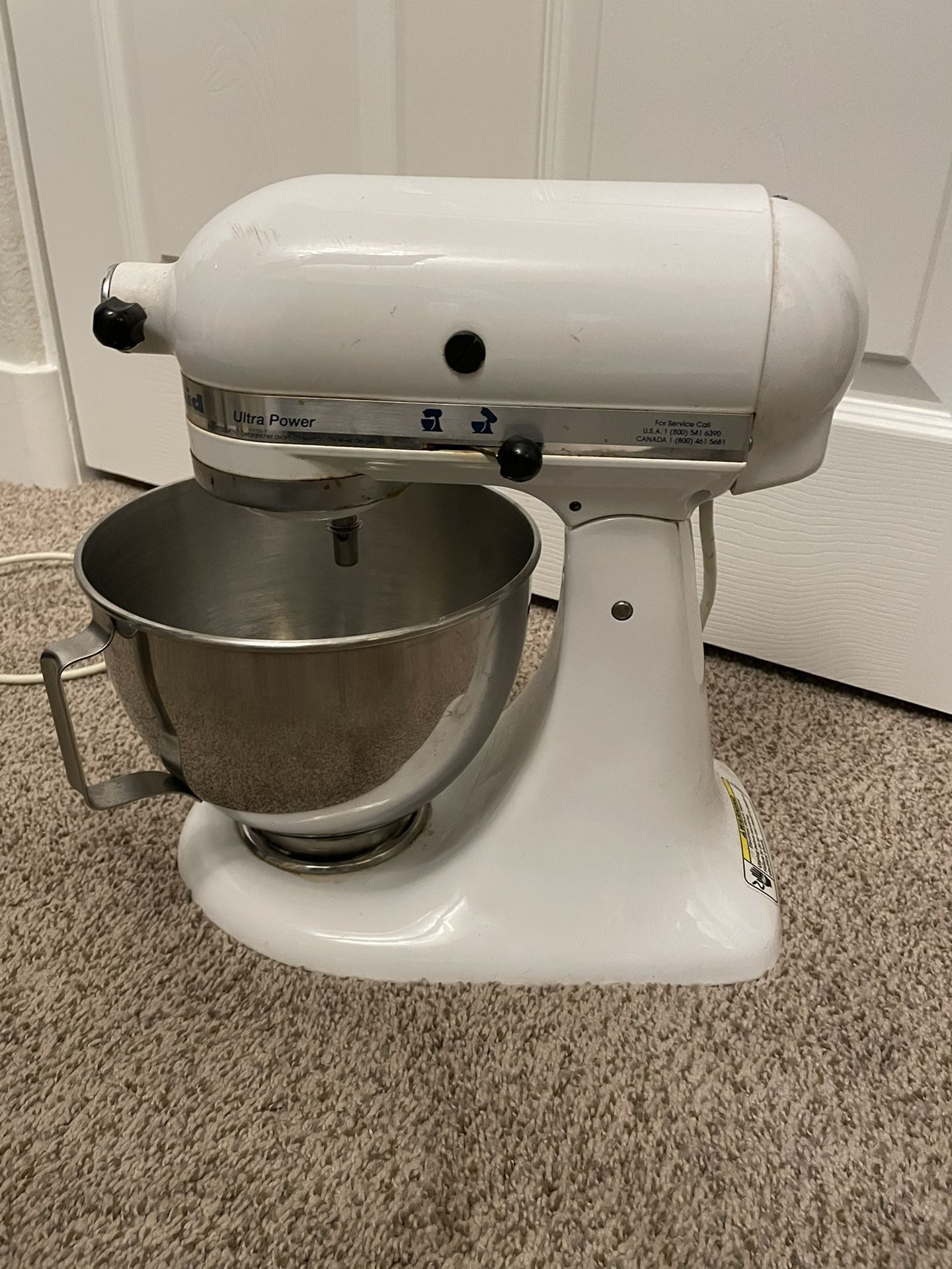 KitchenAid KSM90WH Ultra Power 300-Watt 4-1/2-Quart Stand Mixer, White
