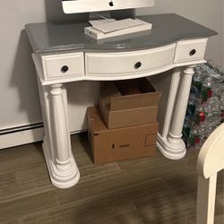 Tall Antique Restored Grey & White Desk