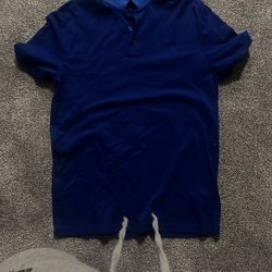 blue button up moncler shirt worn once (price is negotiable)