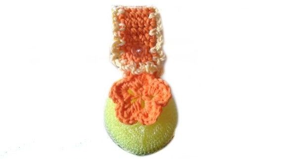 Kitchen Pan Scrubber-Pot Scrubbie-Spring Flower Dish Nylon Scrubber-Orange and Yellow- Pots and Pans Scrubber-Oven Scrubber