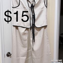 Women's 2 Piece Business Casual Outfits Button Up V Neck Suit Vest and Pants Set ,size-L