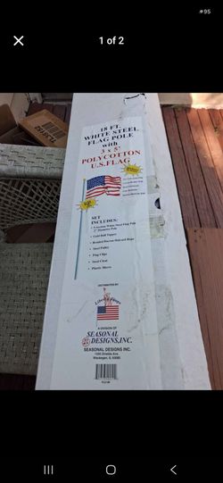 18ft WHITE STEEL FLAG POLE WITH 3X5"POLYCOTTON U.S.FLAG BRAND NEW BOX