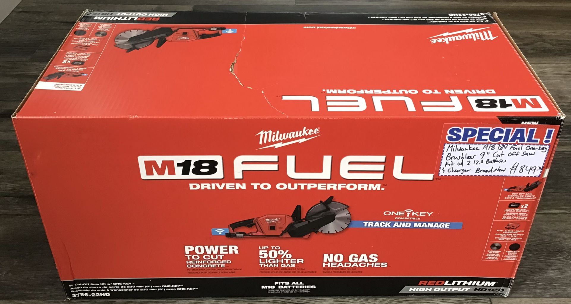 Milwaukee M18 18V Fuel One-Key Brushless 9” Cut Off Saw Kit W/ 2 12.0 Batteries & Charger Brand New