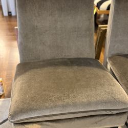 Gray Pillow Top Velvet Chairs (Pair)