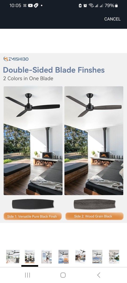 52 Inch Outdoor Ceiling Fans with Remote, Black Ceiling Fan No light for Outdoor and Indoor