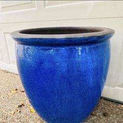 x-large Giant Ceramic Pot Blue Turquoise Aqua 19x19” planter plants Jar 