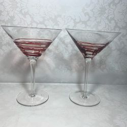Vintage Swirl Red Martini Glass 