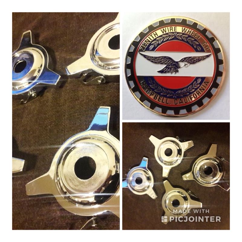 ORIGINAL zenith wire wheels Campbell CA rims shorty 3 bar knockoff spinners set