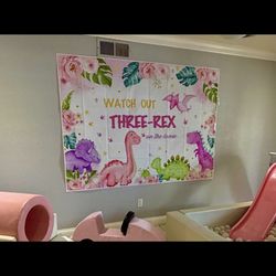 3 Rex Pink Dino Party Centerpieces And Decorations 