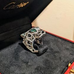 Cartier Panthere Ring 18K Solid Gold , Natural VS Diamonds, 
