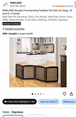 PAWLAND Wooden Freestanding Foldable Pet Gate