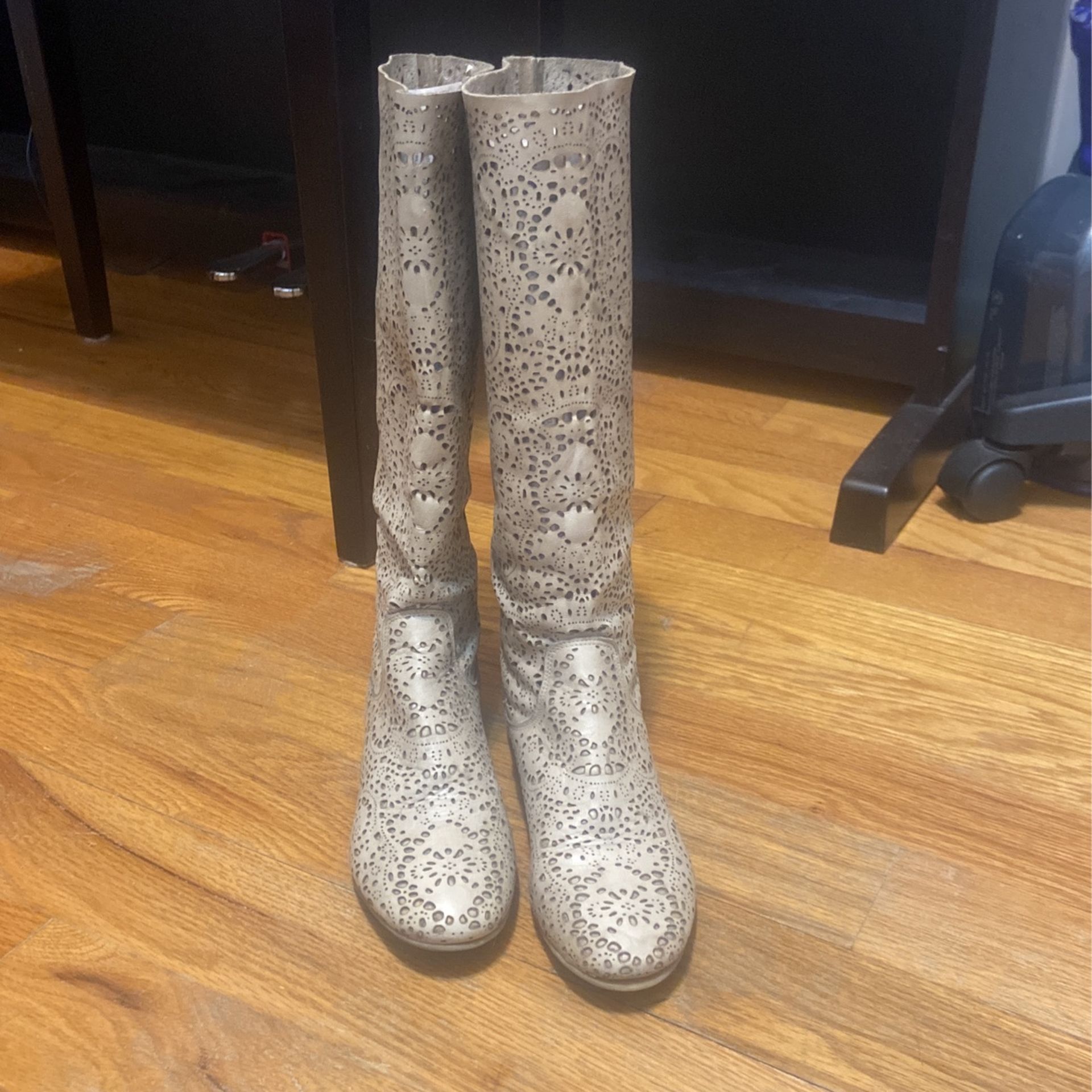 Laser Cut Leather Boots 
