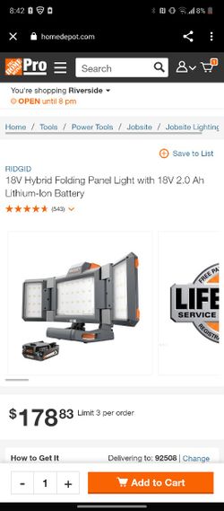 Rigid 18v Hybrid Folding Panel Light