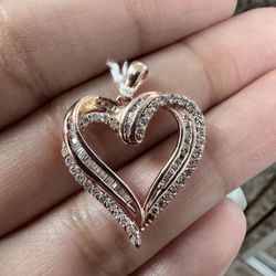 10k Rose Gold Heart Pendant With Diamonds