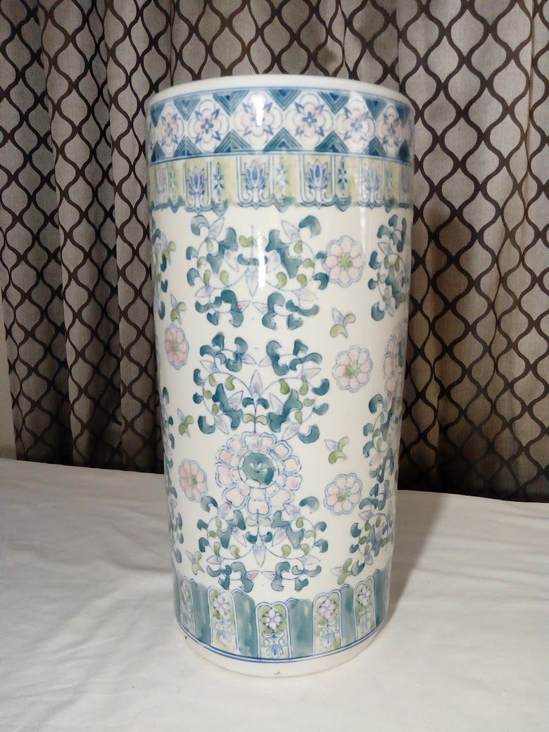 Tall Blue Porcelain Flower Pot/Vase