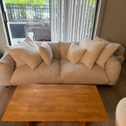 Cream Boucle Fabric Sofa