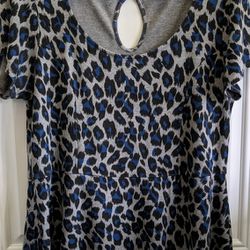 Womens Torrid Size 1 Or 14-16. Gray, Blue, Black. Leopard, Cheetah Print. 88% Rayon, 10% Nylon, 2% Spandex. East or West