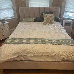Pink velvet queen bed frame (frame only) 