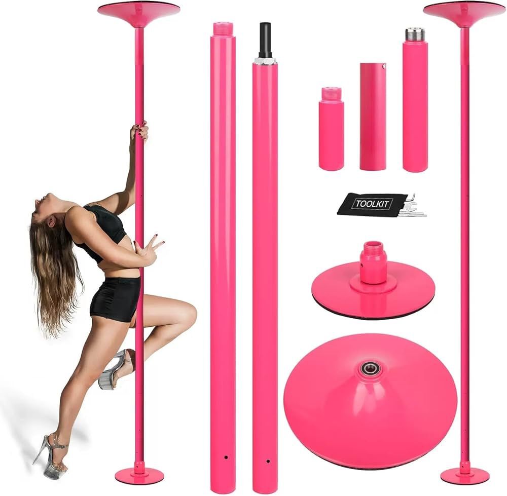 Prior Fitness Removable Dance Pole Set Portable Pink Stripper Pole