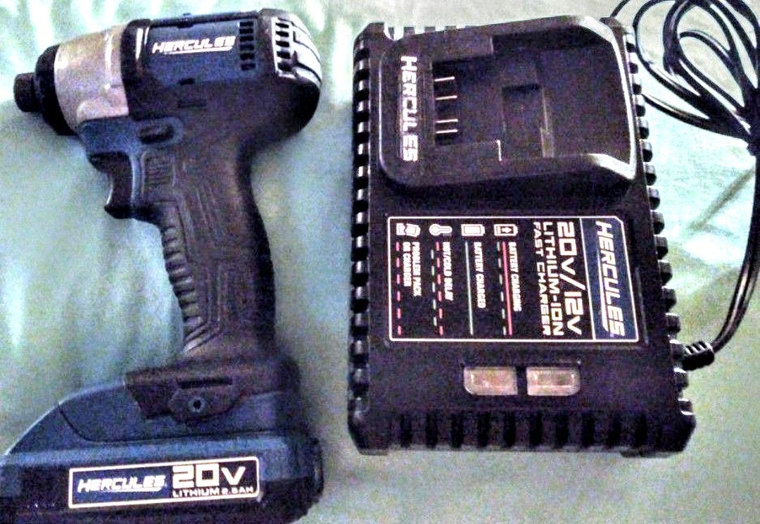 NEWER HERCULES CORDLESS 20 VOLT IMPACT DRILL WITH RAPID FAST ICHARGER AND 20 VOLT LITHIUM ION BATTERY