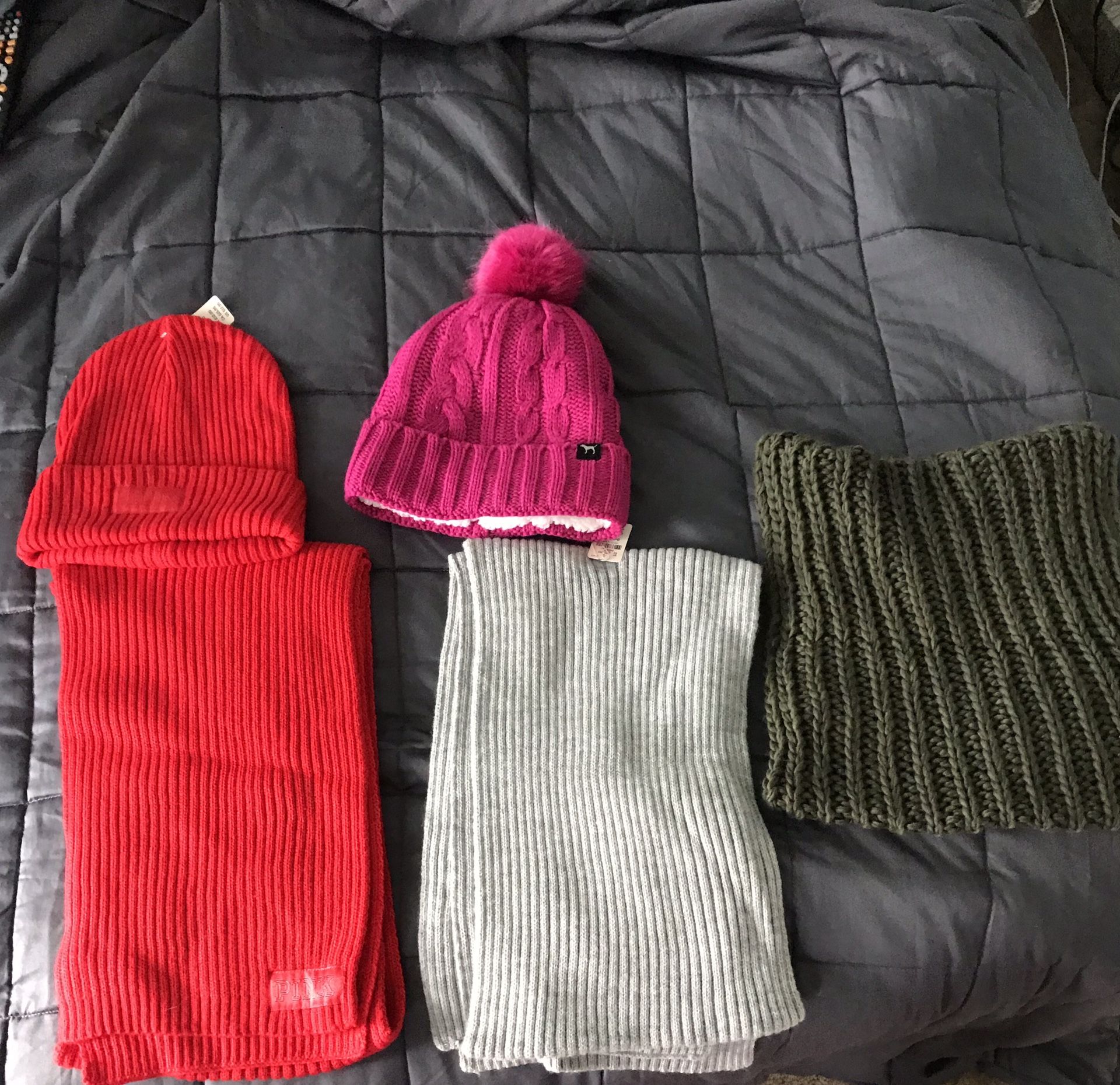 VS Pink hat and scarfs $5 per item