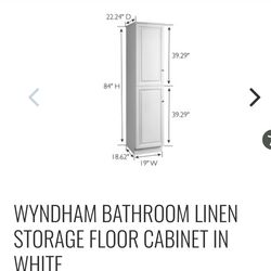 Wyndham bathroom linen storage floor cabinet in white