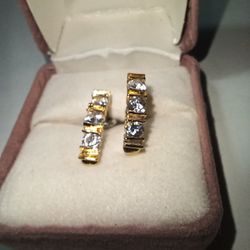 Gold Plated CZ Earrings Very Sparkly $20