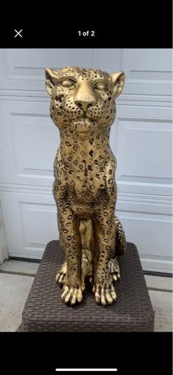 Large 3 ft Gold Leopard Statue Figurine