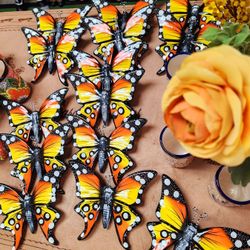 Ceramic Monarch Butterfly 🦋 💖 Set-3$25,"Casa Barajas Clay Pots &Pottery #1, Cypress Ca 90630.