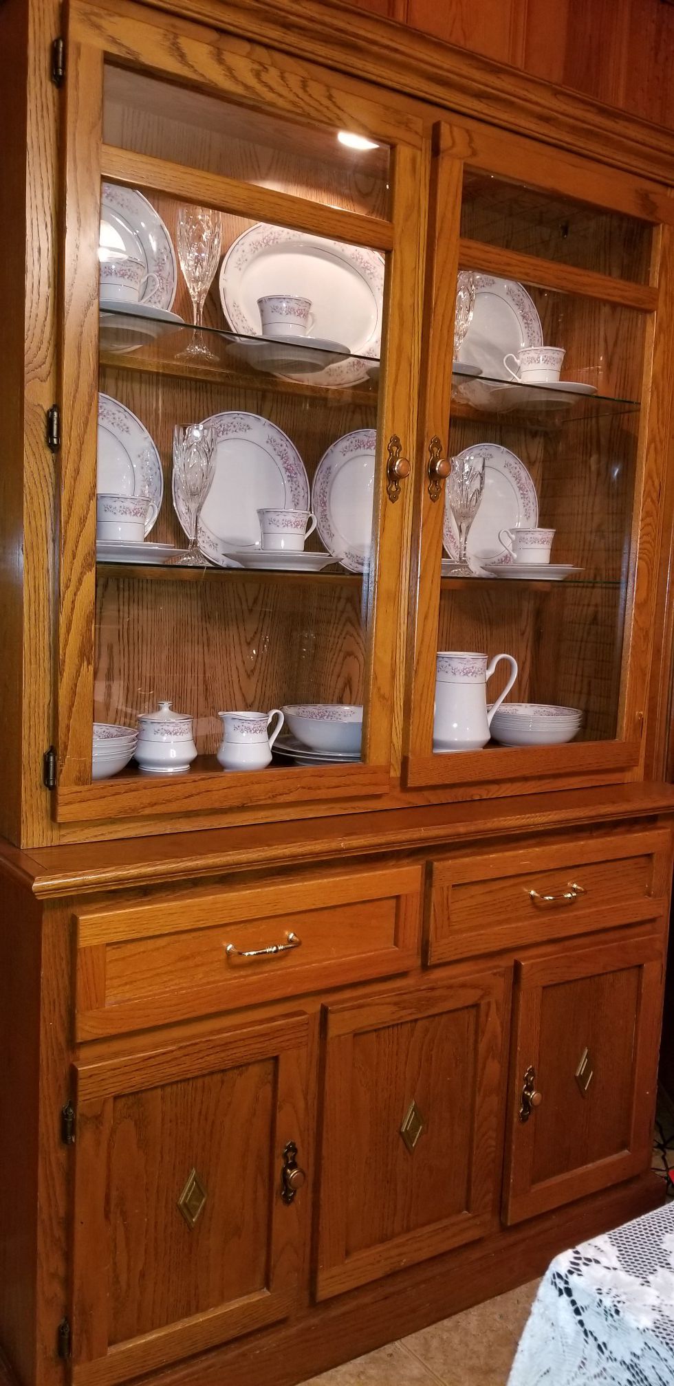 **A BARGAIN** Lighted China cabinet with 8 PC set China