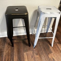 Vintage  Distress Metal Bar Stool 30” 