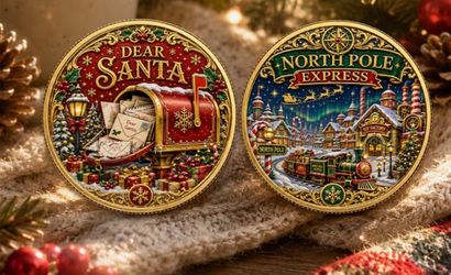 🎄 2D Christmas Santa & North Pole Express Collectible Coin – 1 Coin 🎅