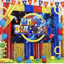 Daidle Birthday Party Decorations – Supersonic Speed Lightning Foil Balloons & Fringe Curtains & Backdrop, Birthday Decorations Pack For Cool Game Par