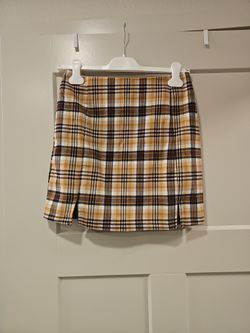 Brown Plaid Mini Skirt