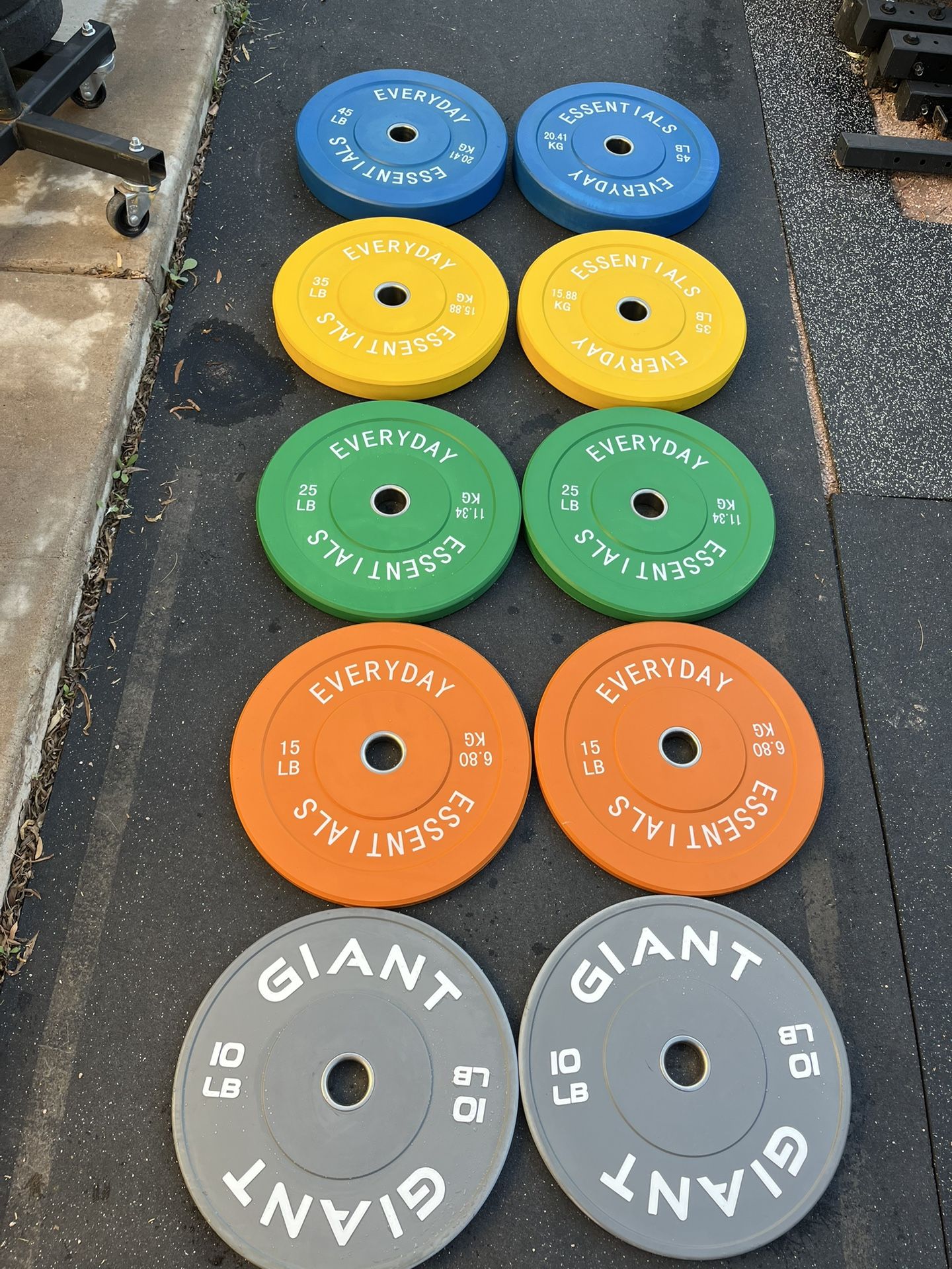 260lb Olympic Colored Bumper Plate Set Weights