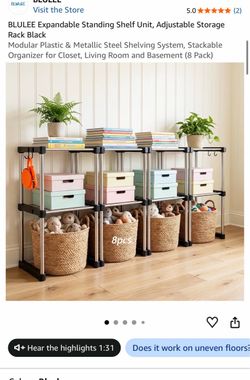 BLULEE Expandable Standing Shelf Unit 8 Pack