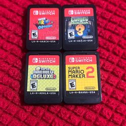 Nintendo Switch Games. Super Mario Odyssey, Luigi’s Mansion 3, Mario Bros U, Mario Maker 2