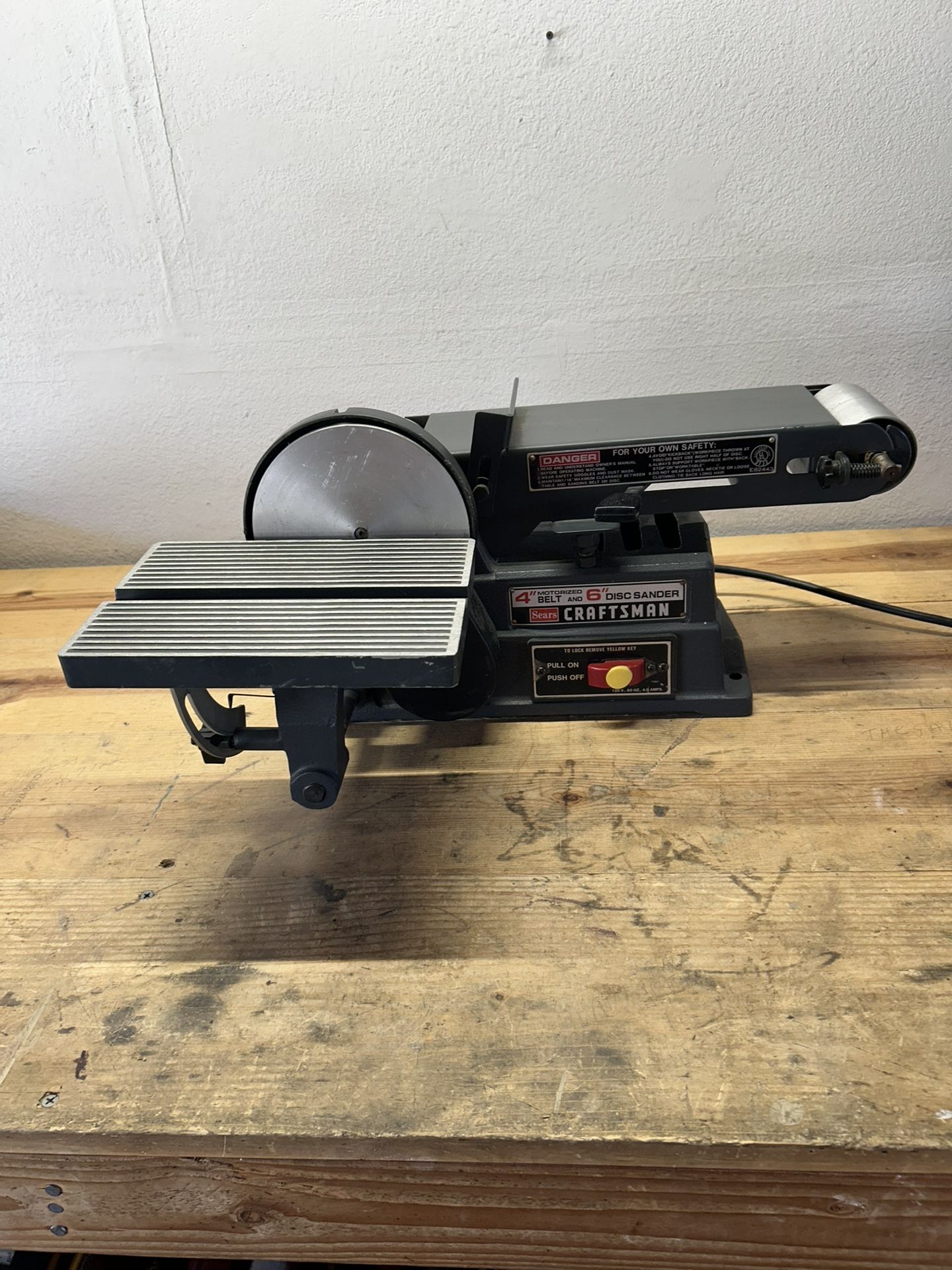 NICE Sears Craftsman 4" Belt ~ 6" Disc Electric Sander Motorized Tool 113.226424