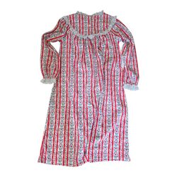Lanz Of Salzburg Tyrolean Stripe Flannel Nightgown Girl SZ S 6/6X Pajama Gown 
