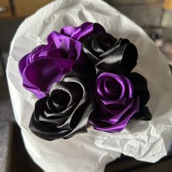 Black and Purple 9 Flower Bouquet 