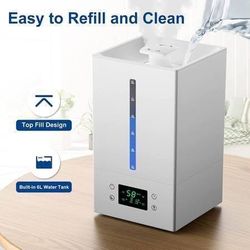 new  6L Humidifiers for Bedroom Large Room, Cool Mist Humidifiers for Baby Nursery Plants with Essential Oils Diffuser, 360°Rotatable Double Spray Out