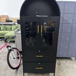 73-Inch Tall Metal Arched Display Cabinets with 2 Drawer Lateral File Cabinets