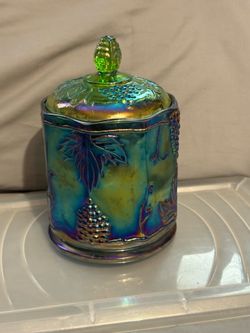 Indiana blue grape harvest carnival glass