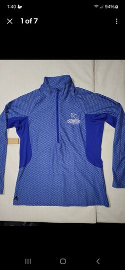 Womens Antigua MLB KC Royals Blue World Series Pullover