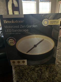 Brookstone Motorized Zen Garden LED Sandscape Features Automated Kinectic Art w/calming Pattern